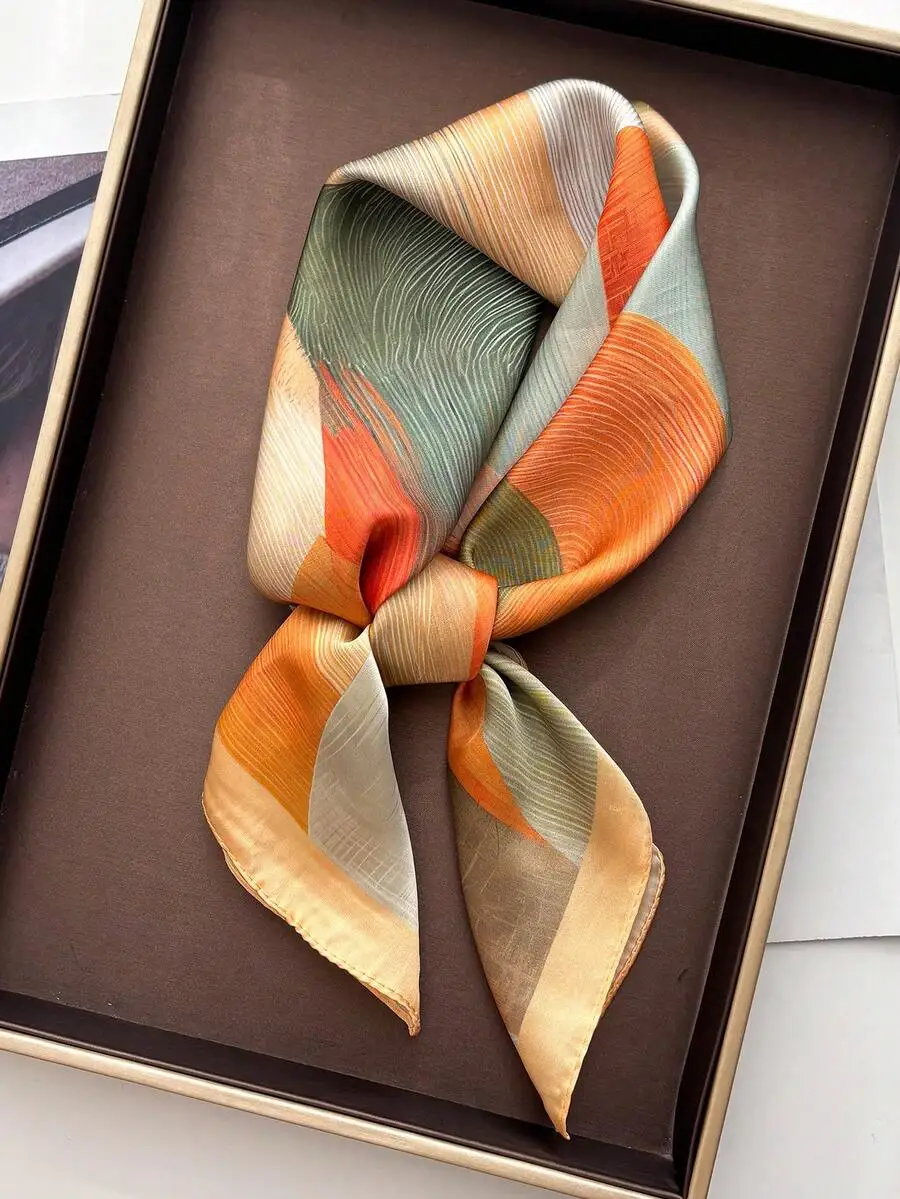 

1pc 2026 Spring/Autumn Casual European & American Abstract Colorful Silk-Screen Print Scarf/Shawl, 65