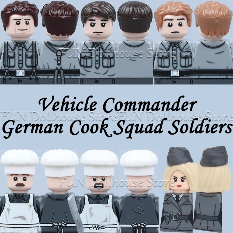 MOC Militaire Armée Allemande Équipe de Cuisiniers Soldat Figurine Accessoires Blocs de Construction Char Blindé Commandant Infanterie Briques DIY Jouet Garçon