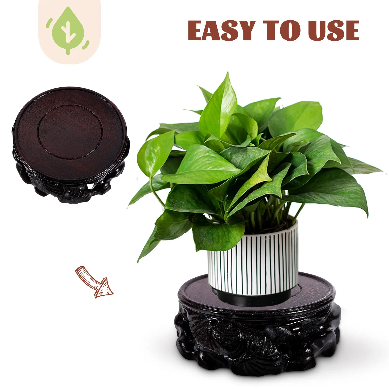 

Natural Wood Carving Display Base Versatile Wooden Flowerpot Holder Floor Stand for Vase Fish Tank Statue Home Decoration