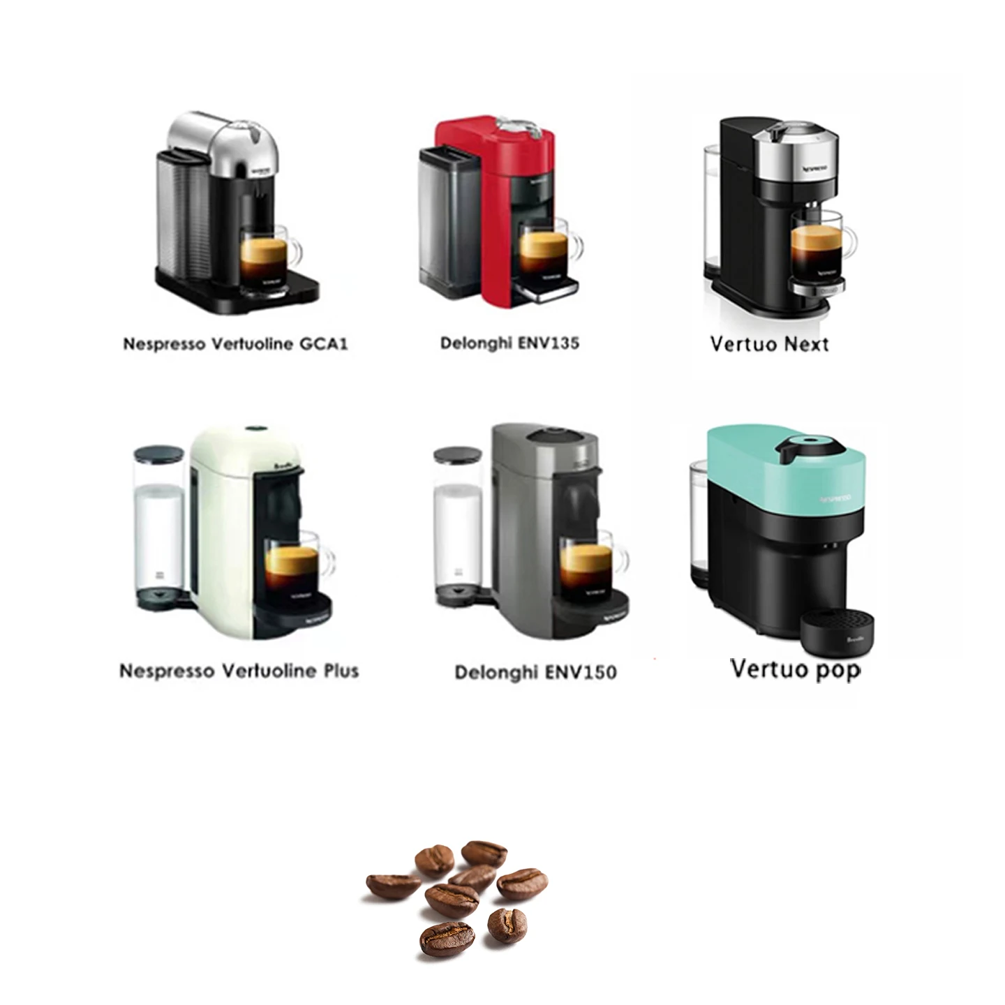 Black Reusable Coffee Capsule Filter Shell Set, Including Distributor, Brush, Spoon and Silicone Lid, Refillable Pod