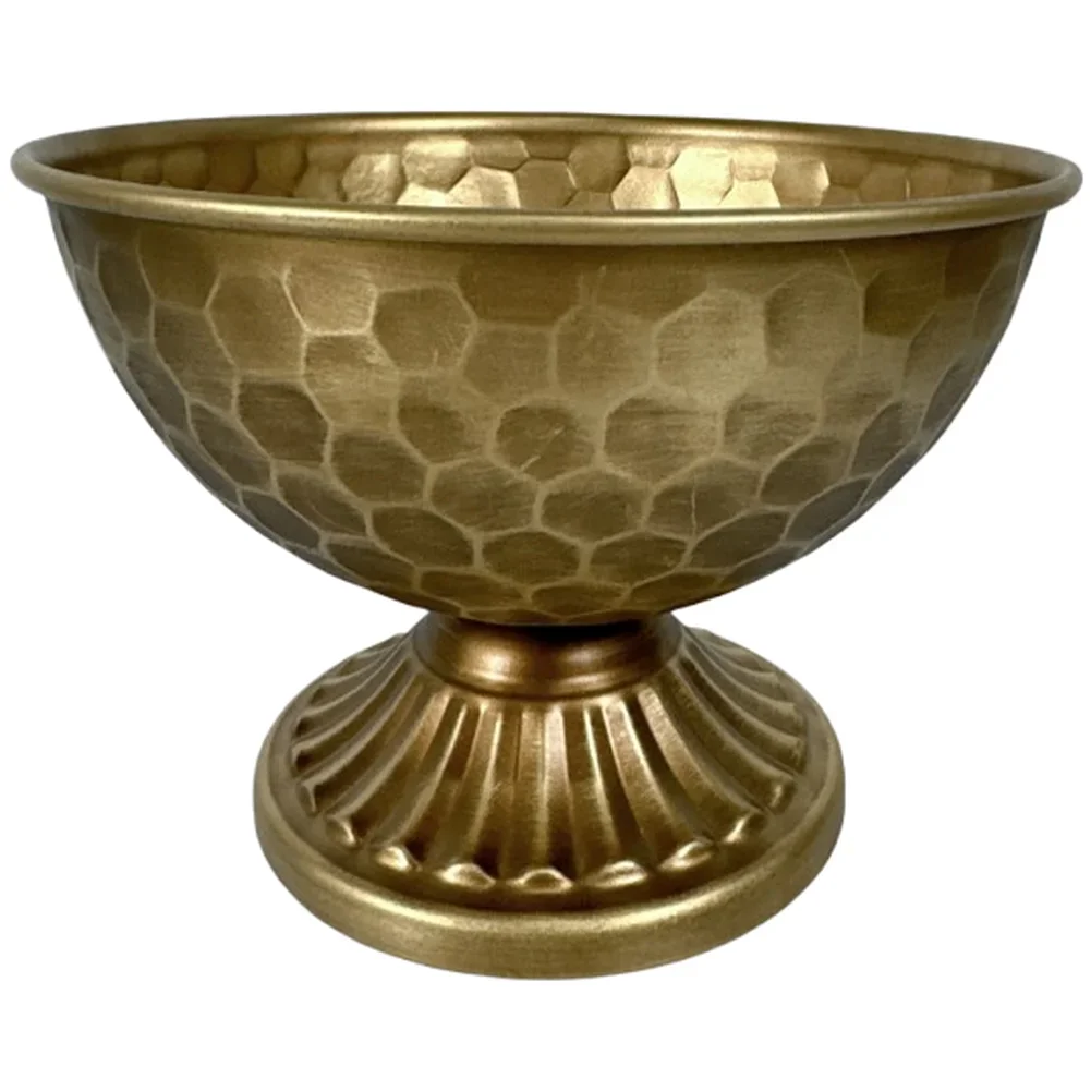 Vintage Bronze Metal Flower Container With Polka Dot Design Wide Mouth Large Plant Pot Container Flower Pots Creative