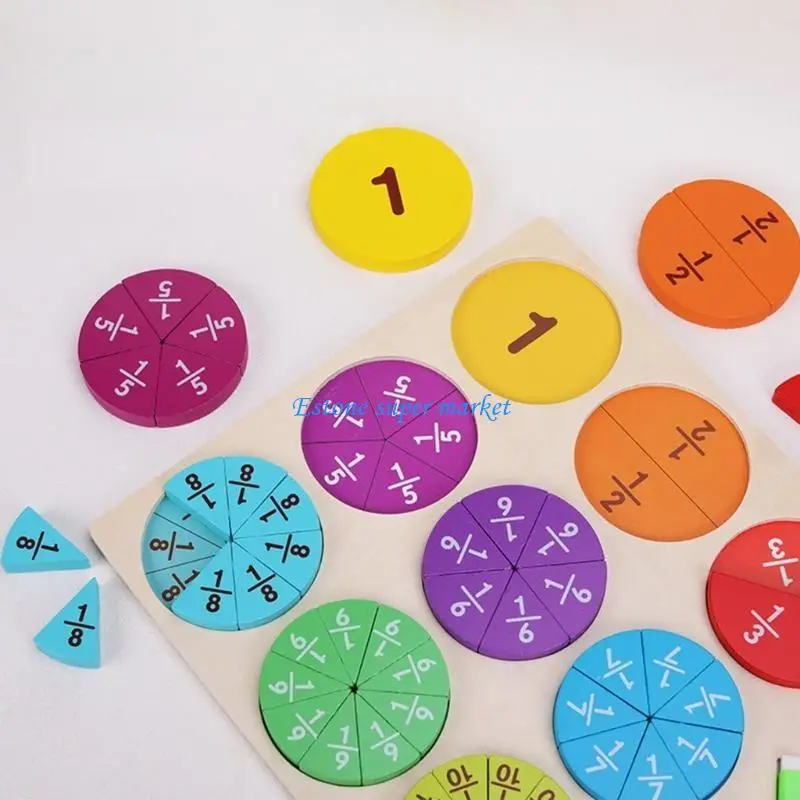090B Children Math Fraction Circles Mathematic Learning Toy Set Educational Blocks Puzzle Game Teaching Aid for Math