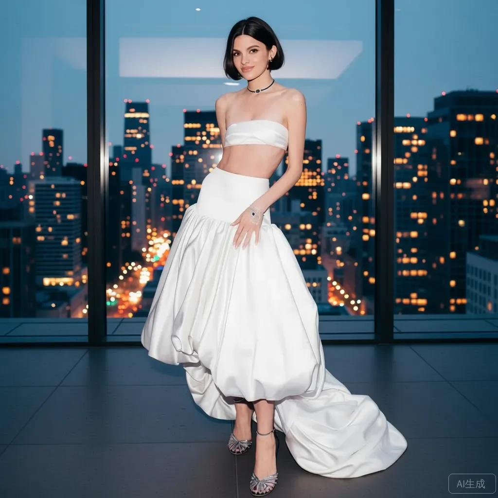 

Новое белое атласное вечернее платье-двойка 2026 года с пышной юбкой на высокой талии и шлейфом, в стиле знаменитостей для красной дорожки, выпускное платье