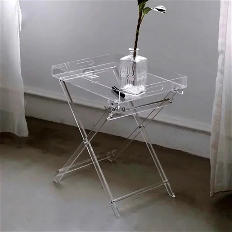 Coffee Tables Ins Low Table Transparent Acrylic Small Art Bedside Shelf Sofa Side Rectangle Folding Table for Livingroom