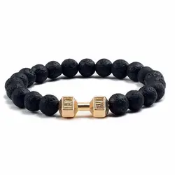 Fashion Natural Lava Stone Wooden Beads Energy Yogi Elastic Stand Bracelet Bangle For Men Accessorie Jewelry Valentine Gift