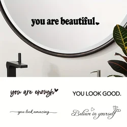 Mirror Vinyl Sticker Inspire Motivational Quote Decals Believe in yourself Stickers for Bedroom, Bathroom, Fitting Room Decor