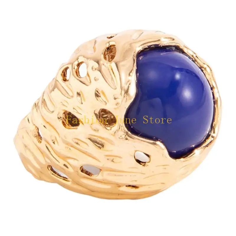 N5KA Statement Ring with Openwork Setting for Daily Styling and Gatherings
