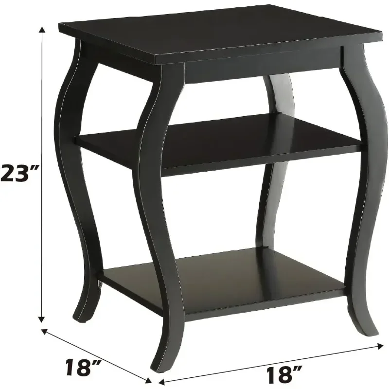 Penjual Terlaris. Meja Ujung Atas Kayu Persegi dengan 2 Rak Warna Hitam.BARU