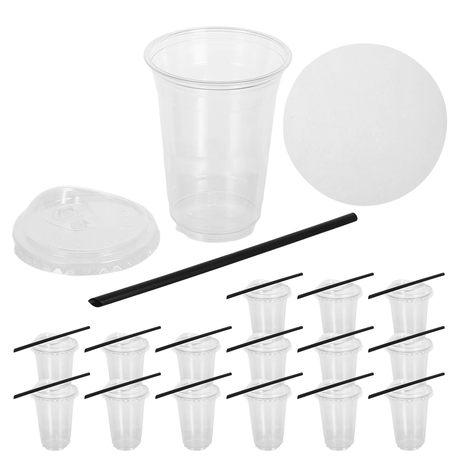 

100Sets Pet Coffee Cups Clear 360Ml Disposable with Lids for Milk Tea Smoothies Cold Drinks Outdoor Party Home Use
