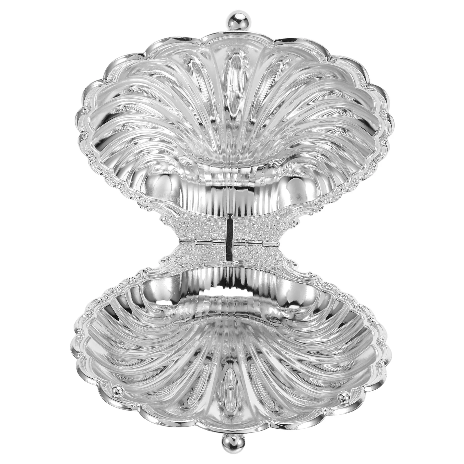 

Retro Seashell Fruit Serving Tray With Lid Artistic Metal Shell Shape Dessert Plate Vintage Snack Display Holder Kitchen Table