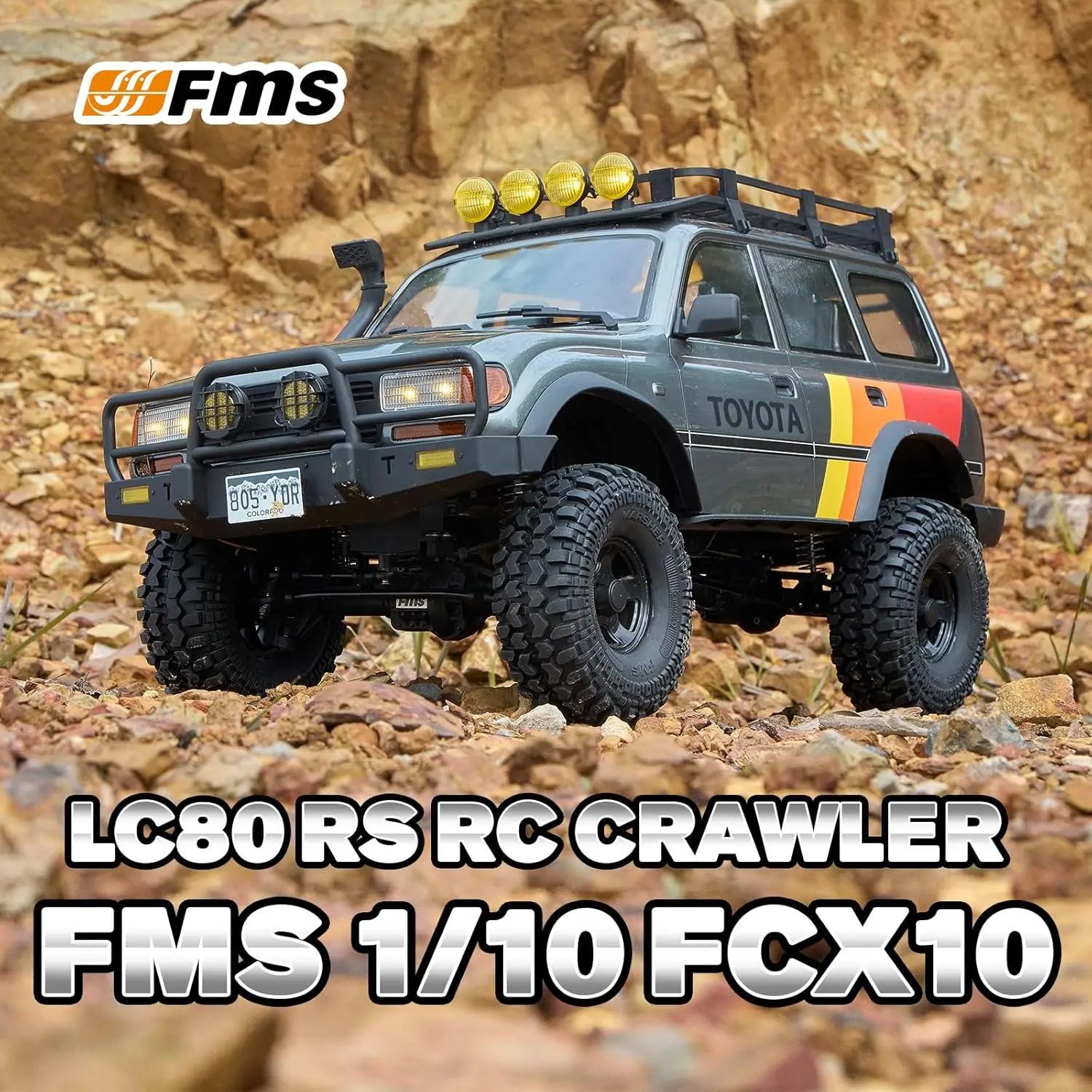FMS 1/10 Scale LC80 RC Crawler FCX10 Toyota Rock Crawler with Lighting Hobby Grade Offroad Car for Adults Requires Assembly