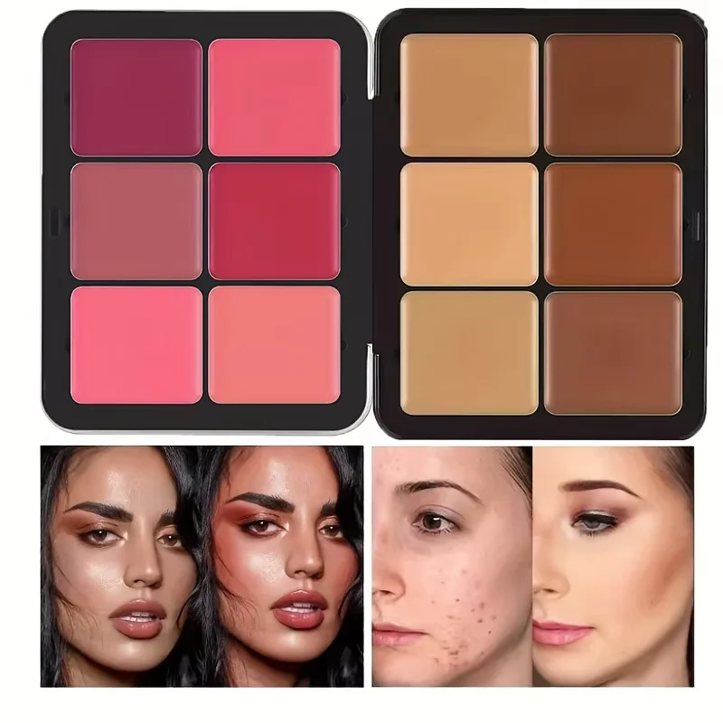 12 Color Concealer And Blush Palette Matte Highlight Contour Makeup Rouge Palette All-in-one Face Makeup Set