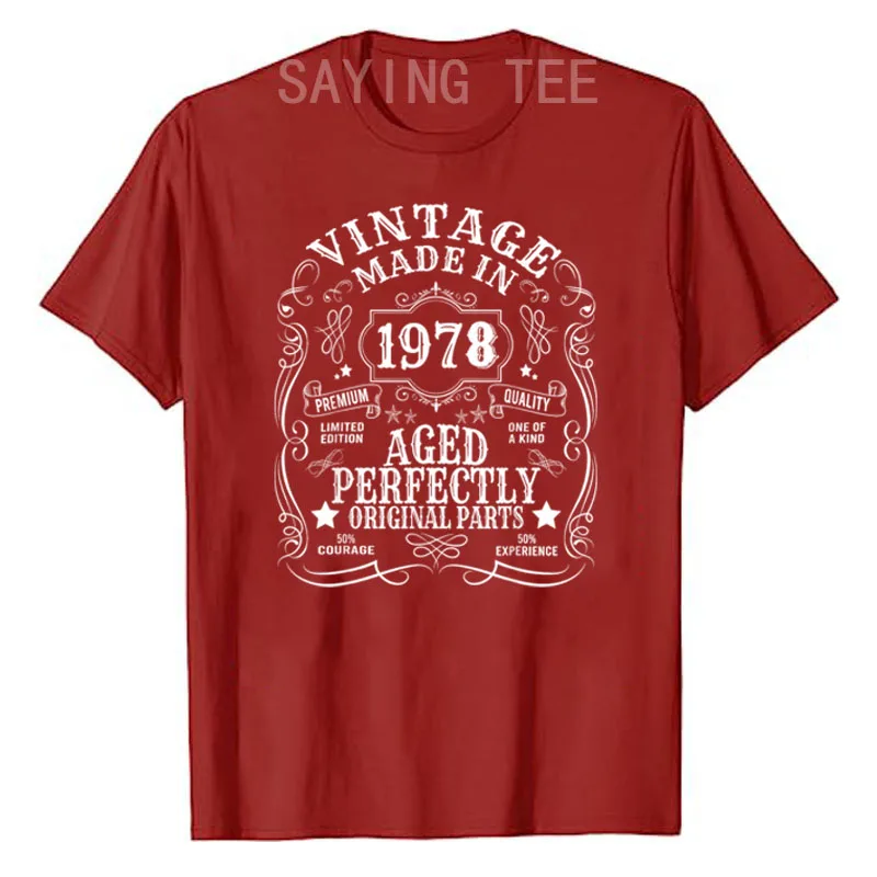 46th Birthday Man Woman 46 Years 1978 Decorative Funny Gift T-Shirt Vintage Style Bron in 1978 Mom Daddy Saying Tee B-day Gifts