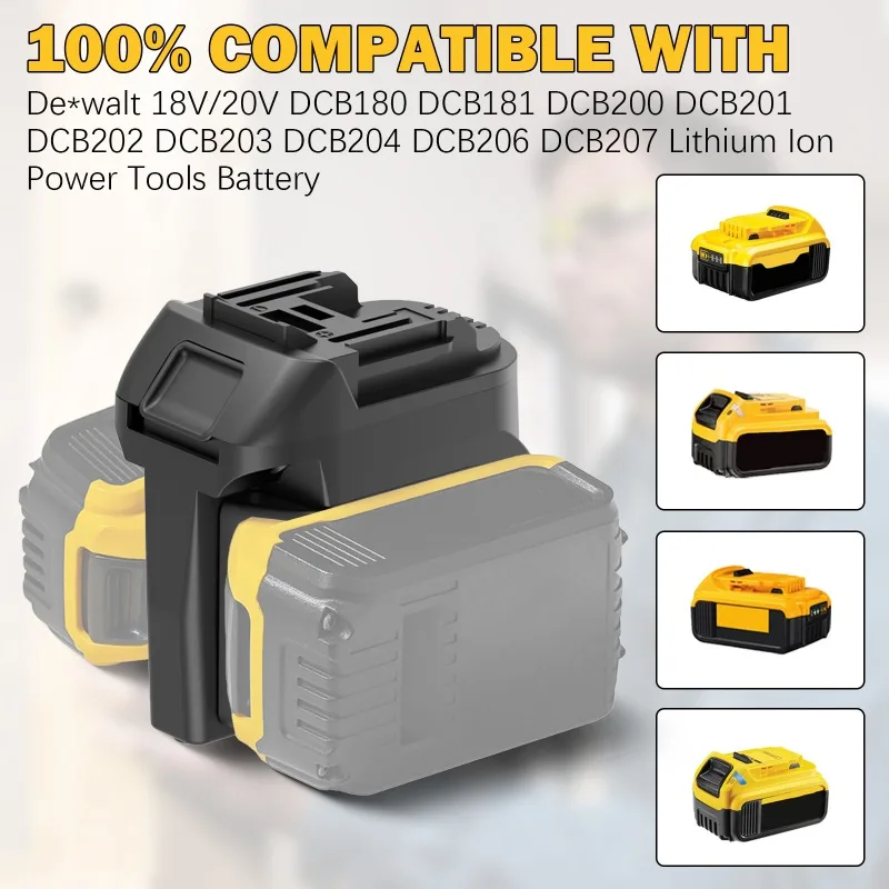 Adaptador de bateria ALASICKA 2 em 1 para 2 pacotes para baterias de íon-lítio Dewalt 20V Converter para funcionar para Toos de energia sem fio Makita 18V