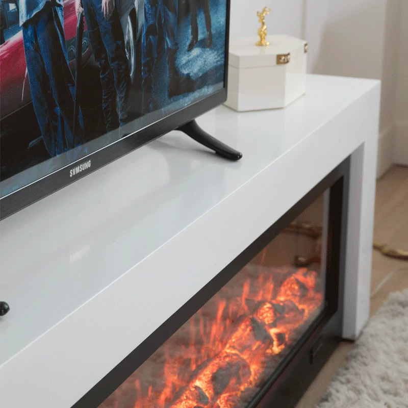 Fireplace TV background wall solid wood TV cabinet simulation fire home heater simulation furnace core