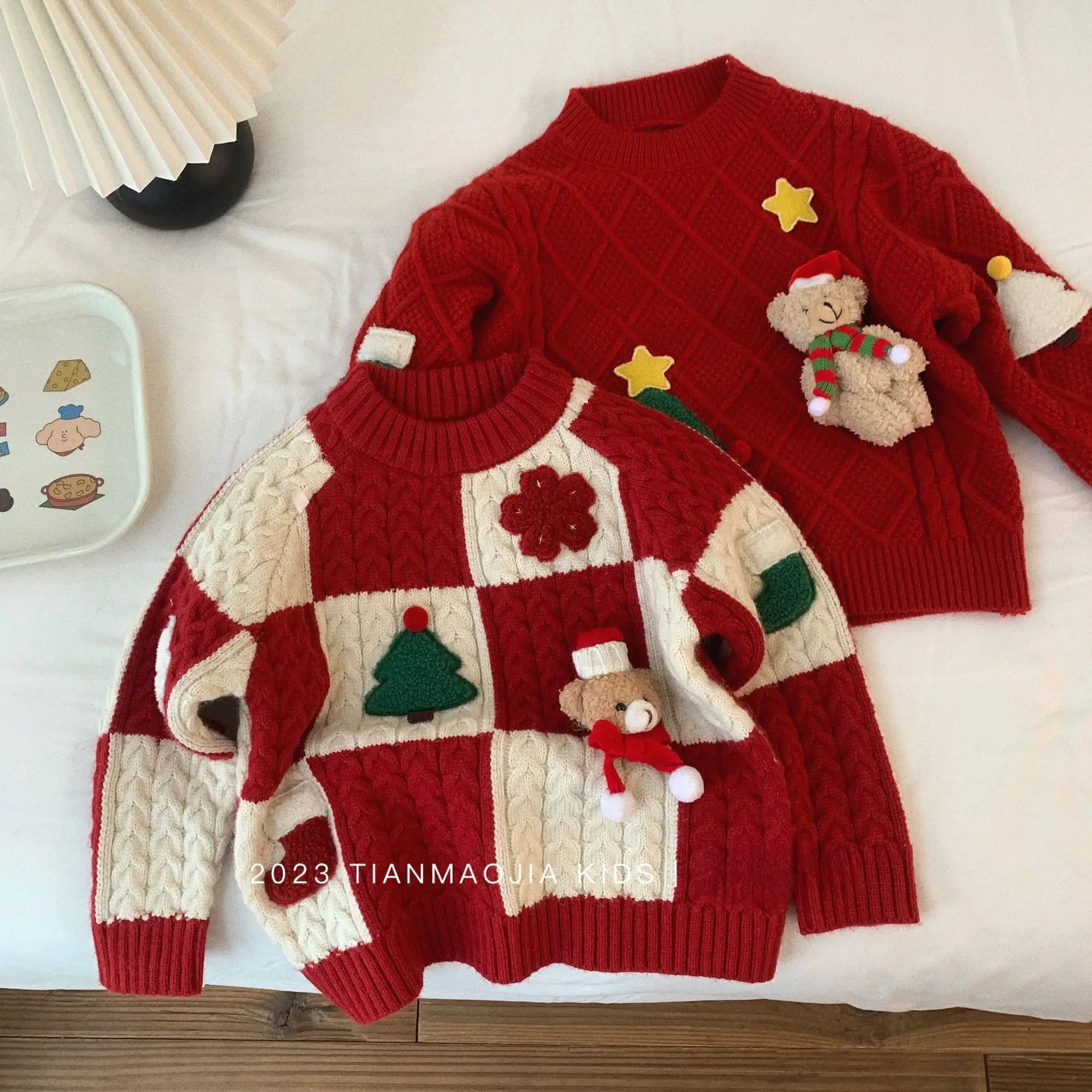 

Girl's Sweater 18M-8Y Baby Girl Christmas Knit Base Sweater Children's Thickened Outerwear New Year's Top