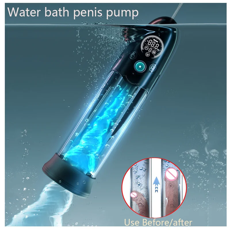 Electric Penis Pump Water Bath Penis Massage Enlarger Enlargement Vacuum Pump Sex Toys for Men Masturbator Penile Bigger Trainer