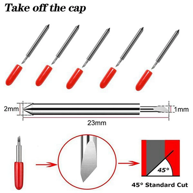 100Pcs 45 Degree For Roland Cutting Plotter Vinyl Cutter Knife Blade Blade High Hardness Tungsten Carbide Machine Tool