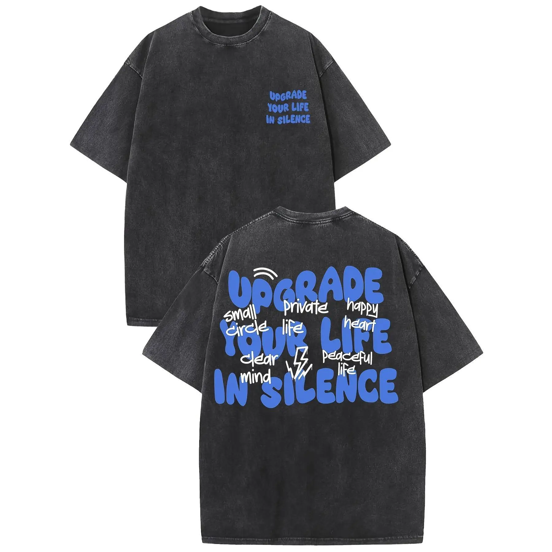 

Vintage Cotton "Upgrade Your Life In Silence" T-Shirt Oversized Aesthetic Inspirational Slogan Tee Streetwear Top