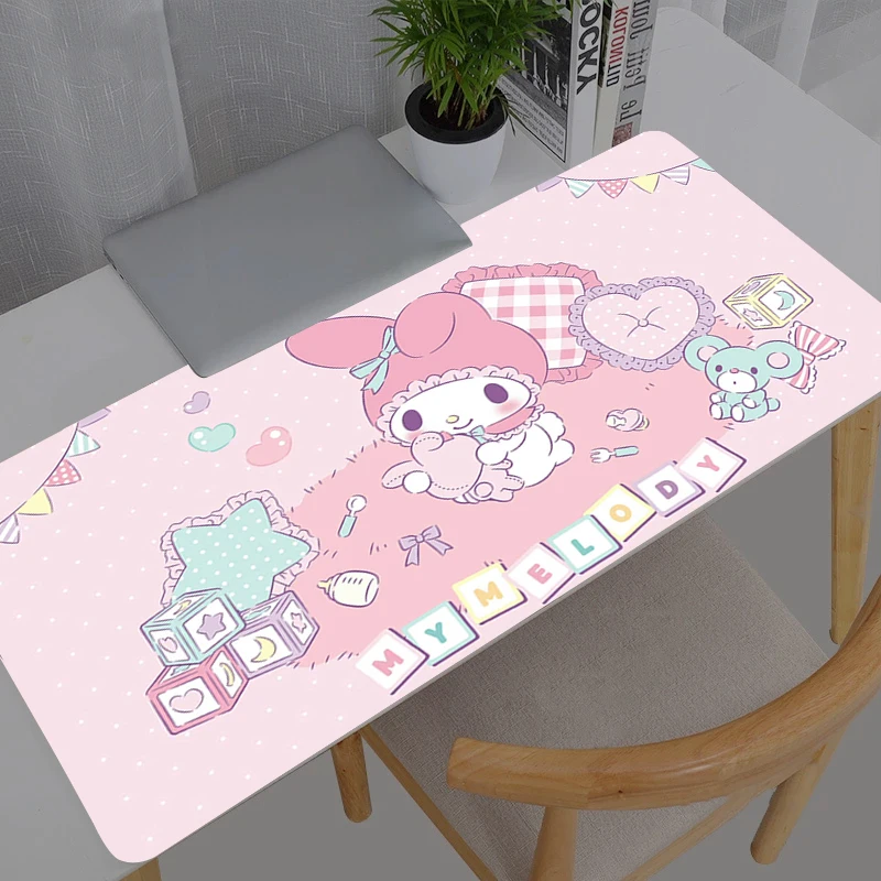 

Коврик для мыши My Melody Sanrio, большой, прочный, резиновый, для ПК, игровой, с фиксированным краем, для геймеров