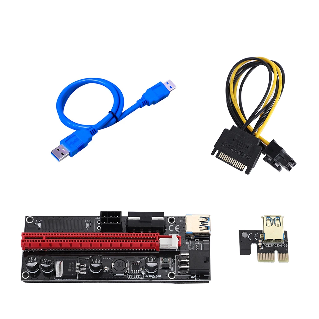 

PCI-E Extender Cable USB 3.0 1X to 16X LED Light Display Card Home Computer Desktop PC Spare Supplies for Miner