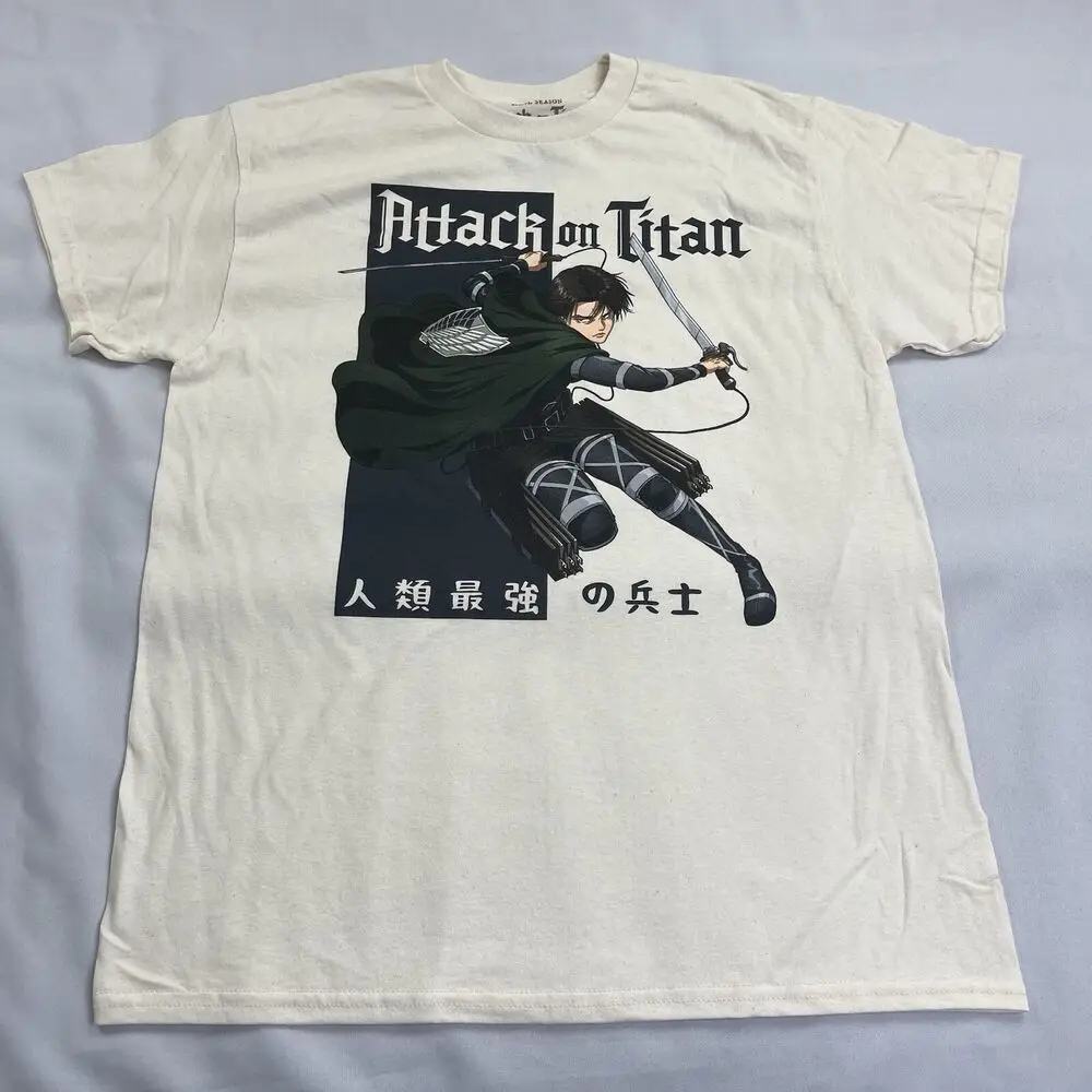 Attack on Titan Anime Graphic T-Shirt Adult Size 2X-Large Color Cream