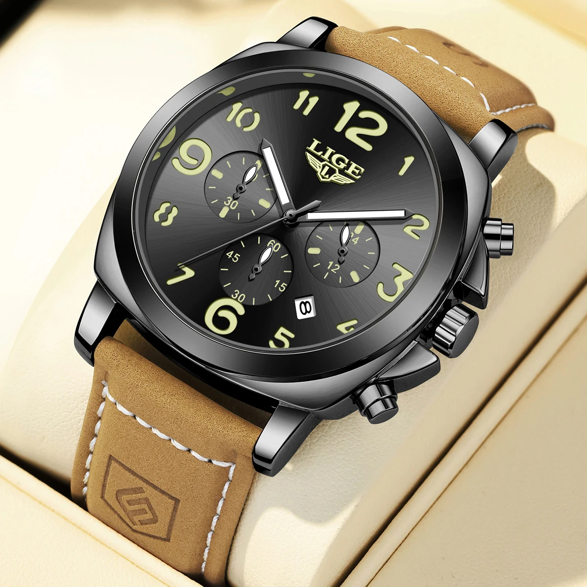 

LIGE Топ Роскошные Военные Часы Для Мужчин Водонепроницаемые Светящиеся Кожаные Мужские Часы Кварцевые Высокое Качество Мужские Спортивные Часы Мужской Reloj