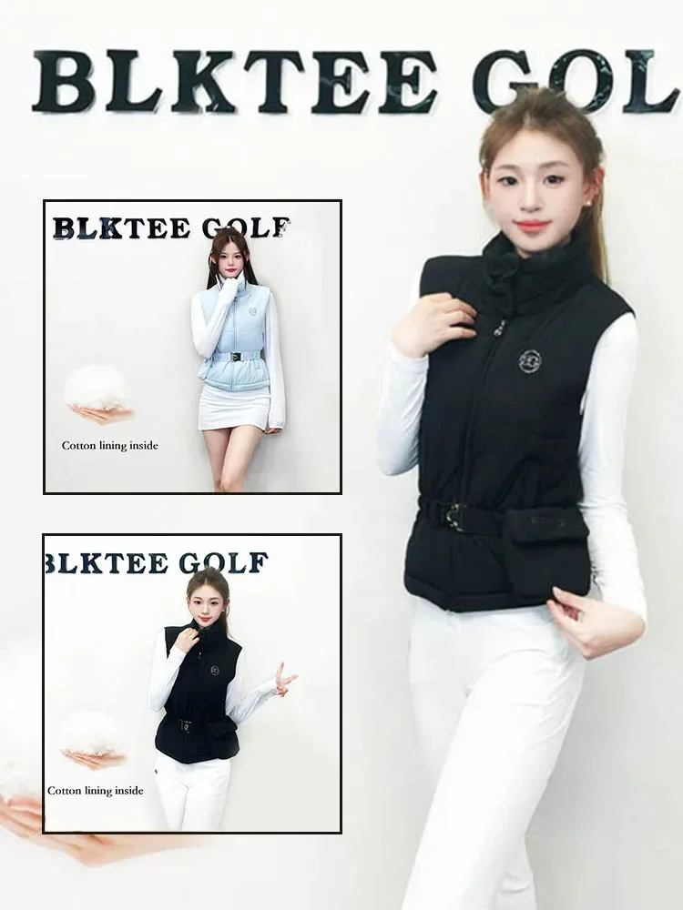 Blktee 2024 Golf zimowa damska kurtka bez rękawów wiatroszczelna ciepła kamizelka golfowa wąska talia kamizelka sportowa płaszcz zagęścić bawełniany top puchowy — zdjęcie 2