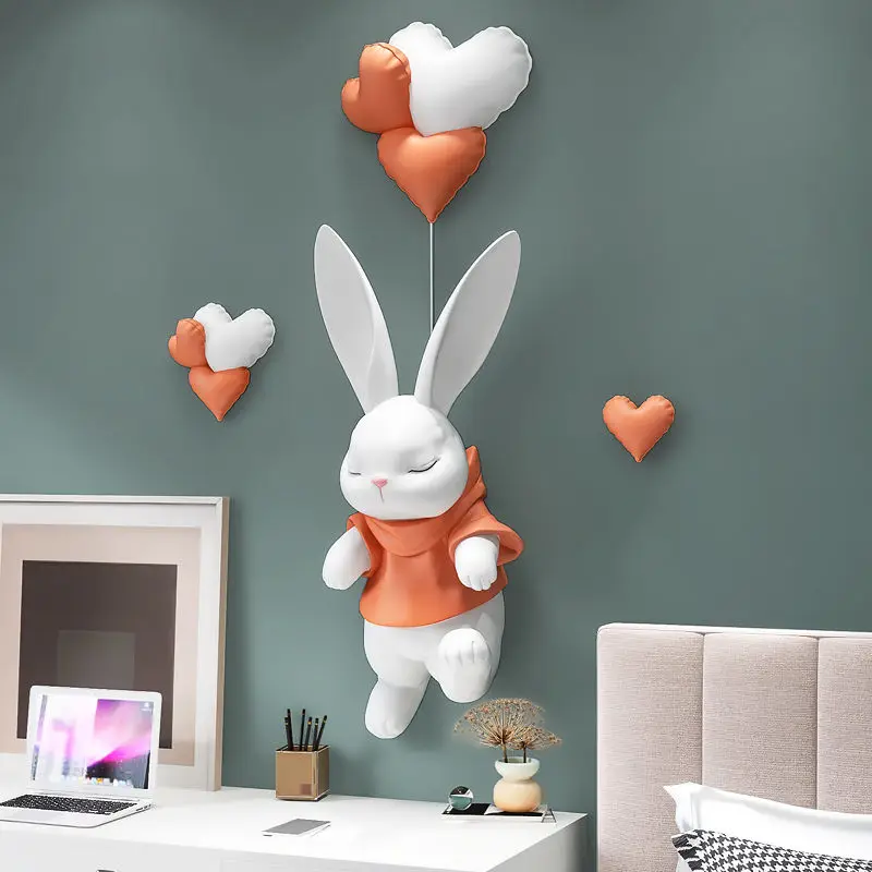 Rabbit 3D Relief Wall Decoration Light Luxury Living Room Decoration Children's Room Bedroom Bedside Decoration