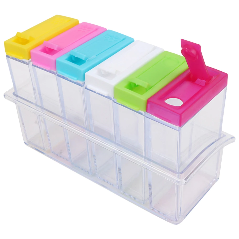 

6 Pieces Spice Containers Transparent Thick Thin Mouth Kitchen Restaurant Leakproof Salt Pepper Storage