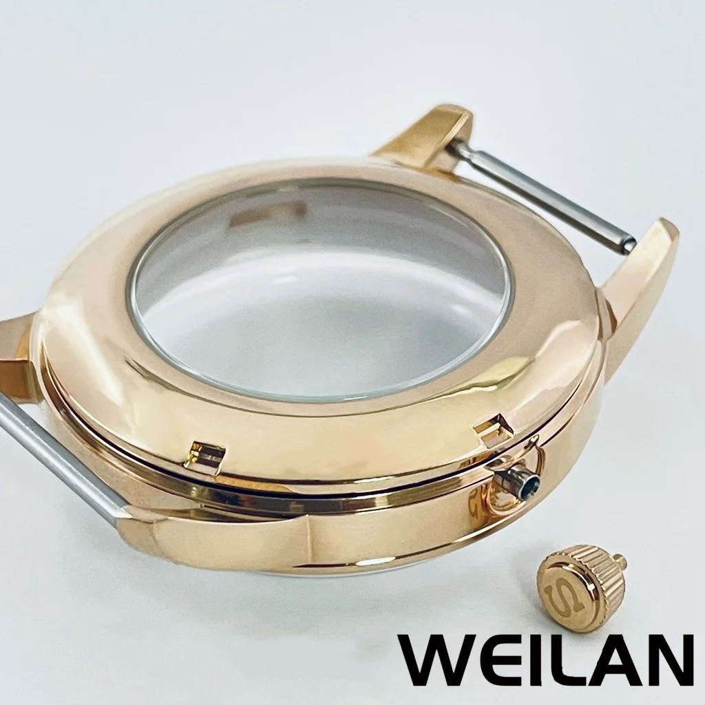 40mm Arch Glass Watch Case Rose gold Stainless Steel Case for NH35 NH36 4R35A 4R36A Movement, Fits 35mm Watch Dial