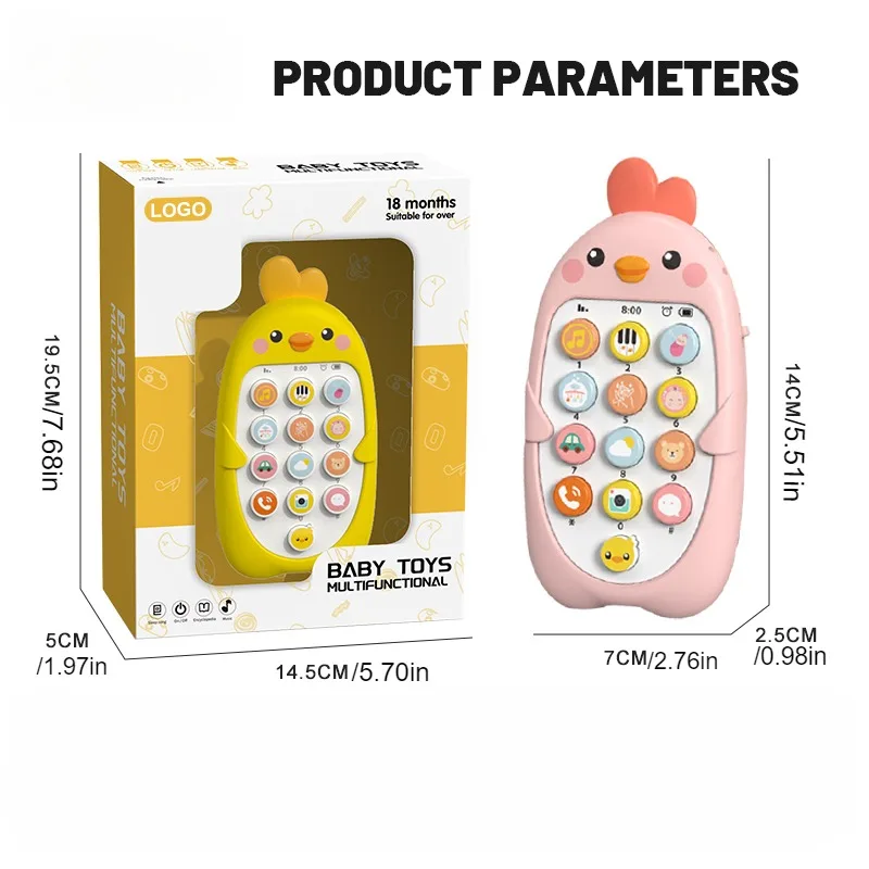 Giocattolo multifunzionale del cellulare musicale elettrico del pulcino del fumetto per i giocattoli educativi per l'apprendimento precoce del bambino Telefono per i più piccoli