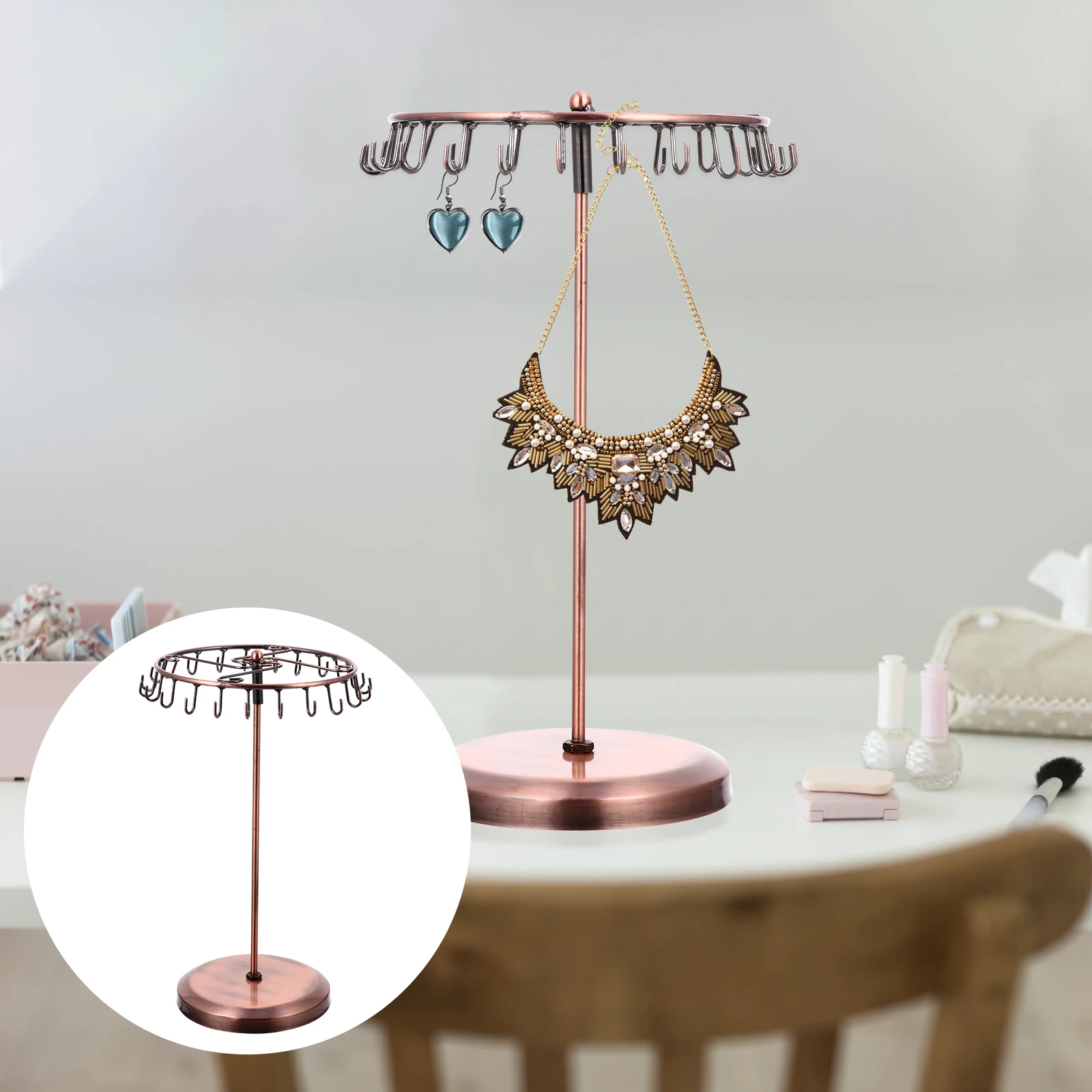 

Premium Jewelry Display Rack for Necklaces Earrings Storage Organizer Stand Elegant Decorative Iron Bedroom Store Holder Easy