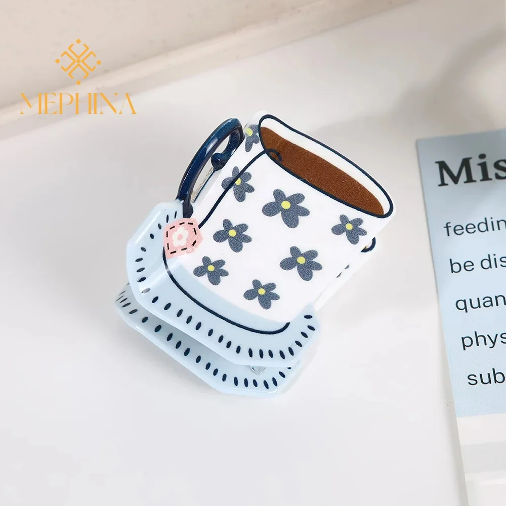 MEPHINA Mini Coffee Cup Hair Claws Mug Hair Clip Claw Sweet and Cute Hair Claws Tea Cup Claws Accessories for Women