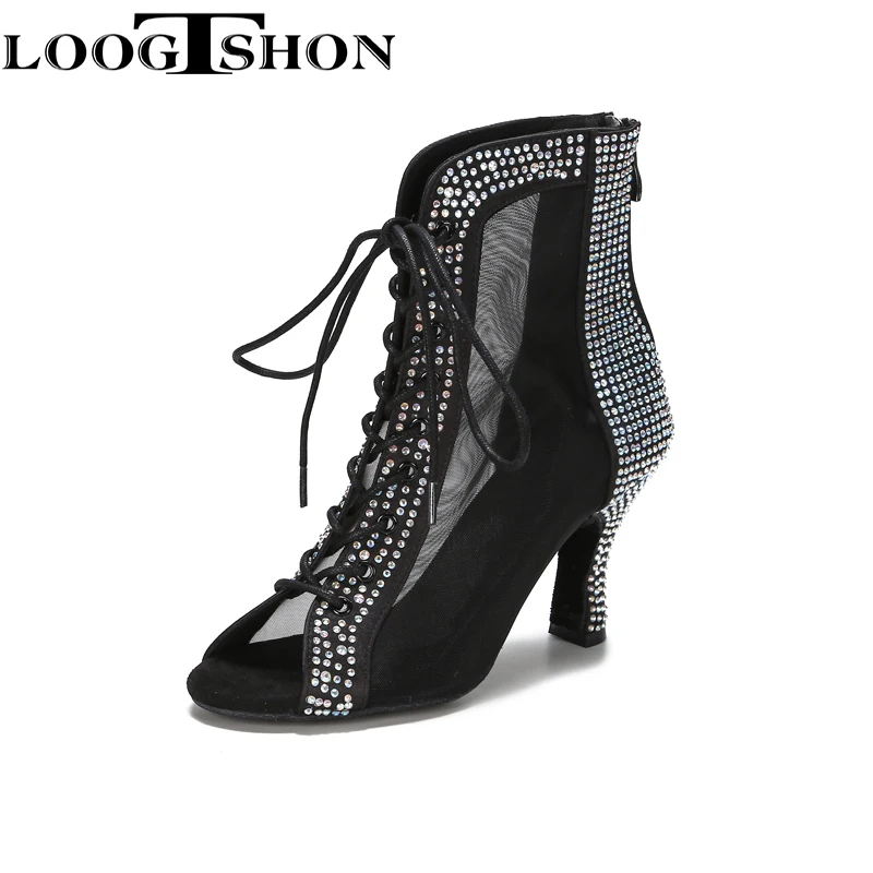 Loogtshon  Rhinestone Professional Latin Dance Heel 9CM  Lady Dance Shoes women shoes free shipping Beautiful and comfortable