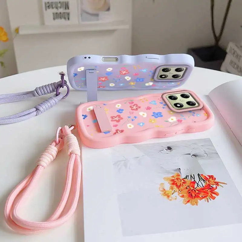 Lightweight With Lanyard And Stand Flowers bloom Casual Ready Flexible For Xiaomi 14T Case With Xiaomi POCO C X M 6 7 2 5 75 65