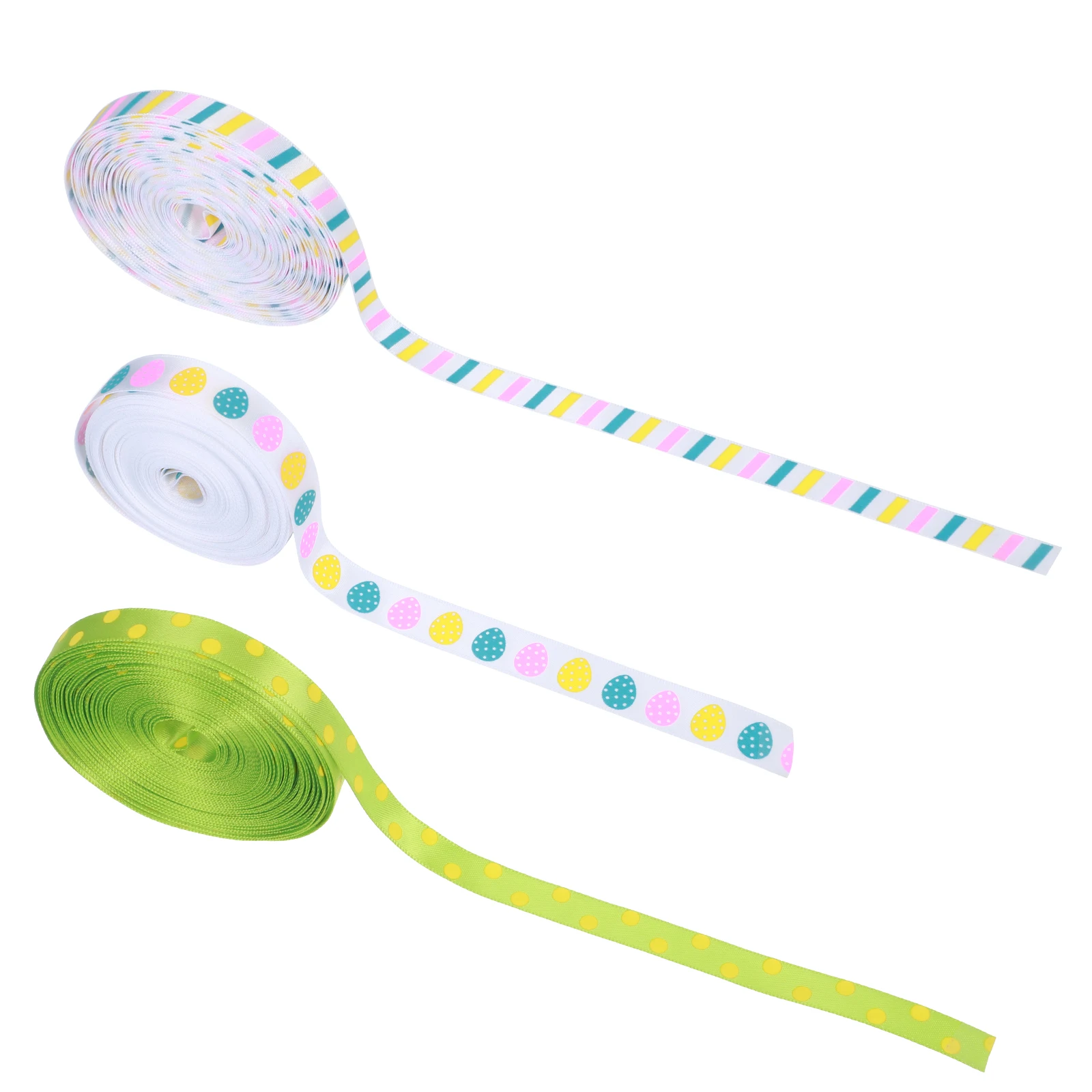 

Festive Decoration Ribbon 3 Rolls Egg Wrapping Gift Packing Ribbon Easter Candy Bag Box Packaging