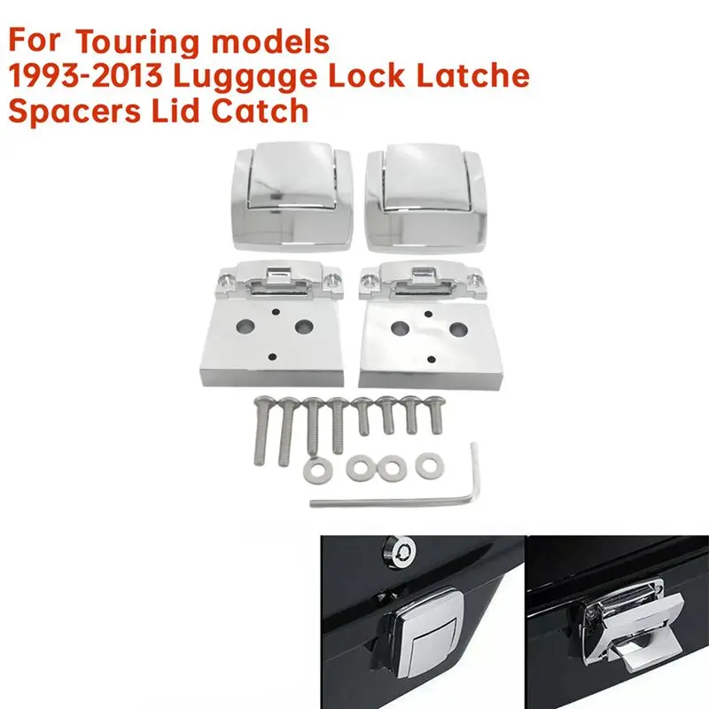 Motorcycle Chrome Tour Pack Pak Latches Kits For Touring Models 1993-2013 Luggage Lock Latche Spacers Lid Catch-T61C