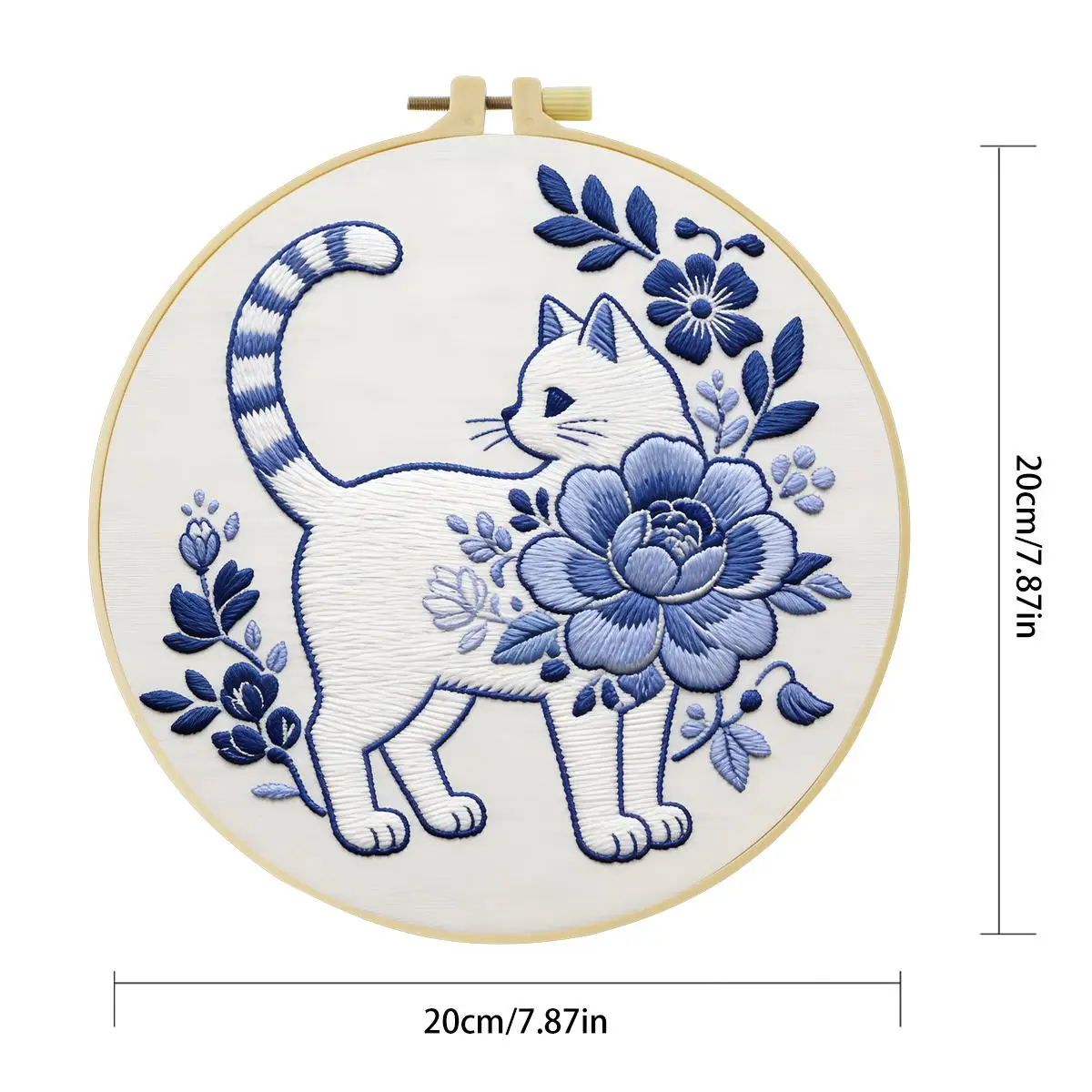 1 Stück 20X20CM/15X15CM 7,87/6,3 Zoll Katzen-Stickerei-Starter-Kit DIY-Kit DIY-Stickerei-Set für Anfänger Nähkunst – Detail 5