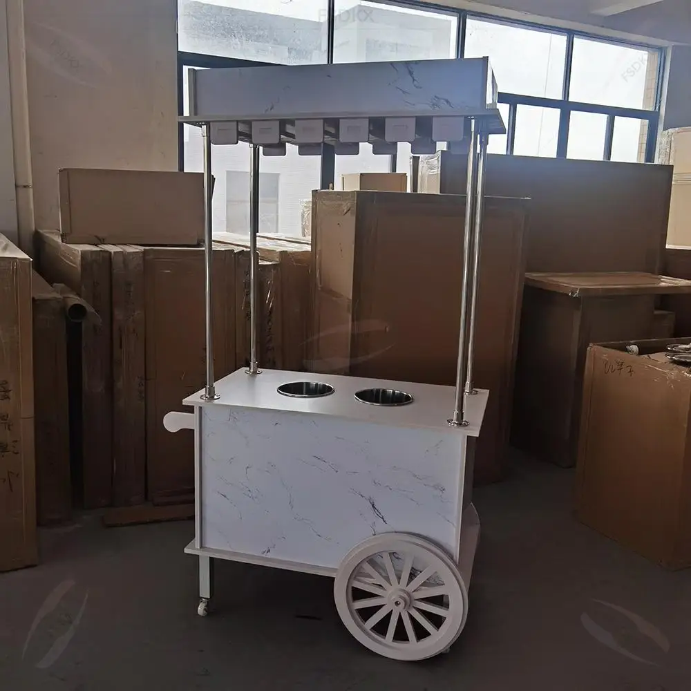 

2025 Hot Sale Custom PVC Champagne Cart Party Wedding Event Supplies Flower Candy Champagne Cart with Wheels