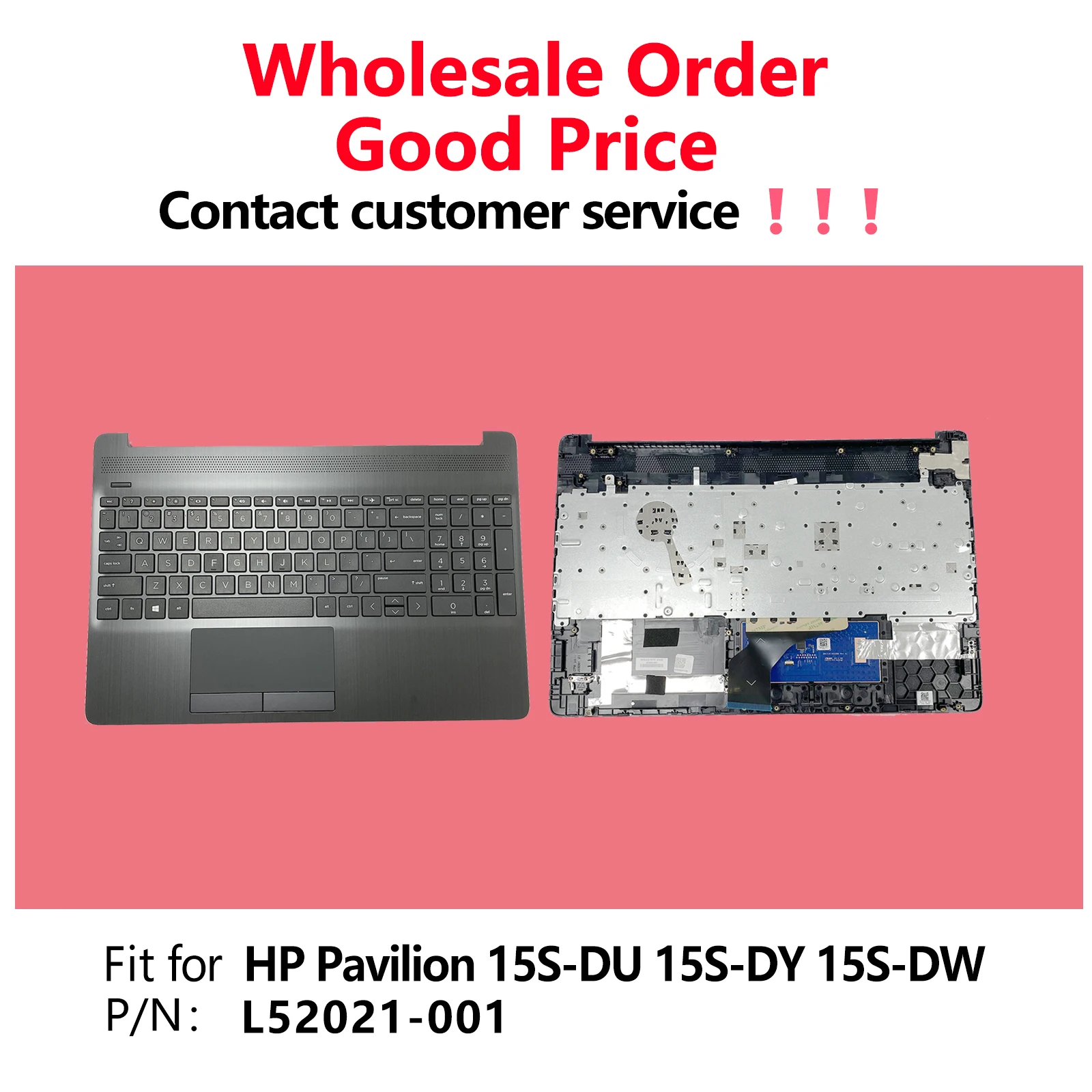 

Подставка для рук для ноутбука серии HP 15T-DW 15-DW 15S-DU без подсветки, клавиатура в сборе, верхняя крышка сенсорной панели L52021-001 AP2H8000500, серый
