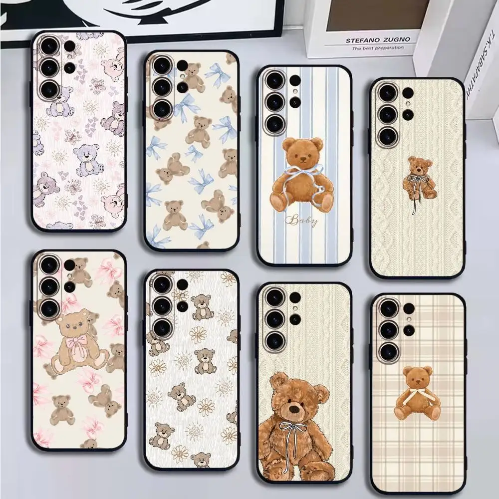 

Lovely bear Phone Case For SamsungS25,24,21,22,23,30,Ultra,20,Plus,Fe,Lite,Note,10,9,Soft Black Cover
