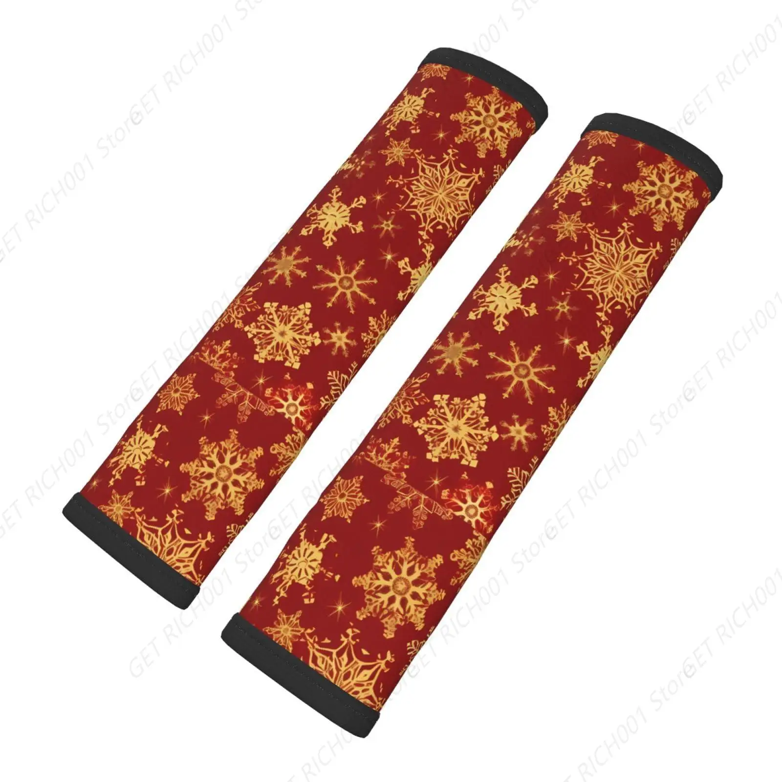 

Auto Seat Belt Pads Christmas Golden Snowflake Sweat Absorption Shoulder Strap Cover, Pack of 2, for Womens Mens Adults