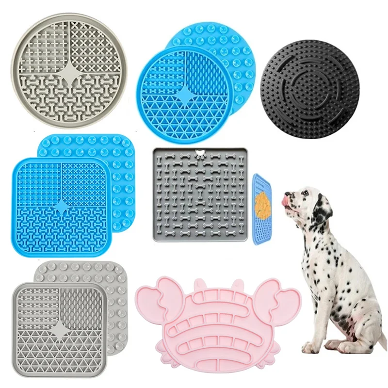 

Pet Supplies Dog Cat Lick Pad Square Round Sucker Slow Food Pad Shower Distraction Pad Silicone Lick Pad Slow Food Tray