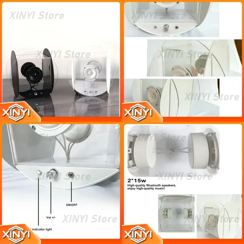 for 15 Inch Transparent Wireless Bluetooth Speaker Computer Audio System Professional Music Sound Box