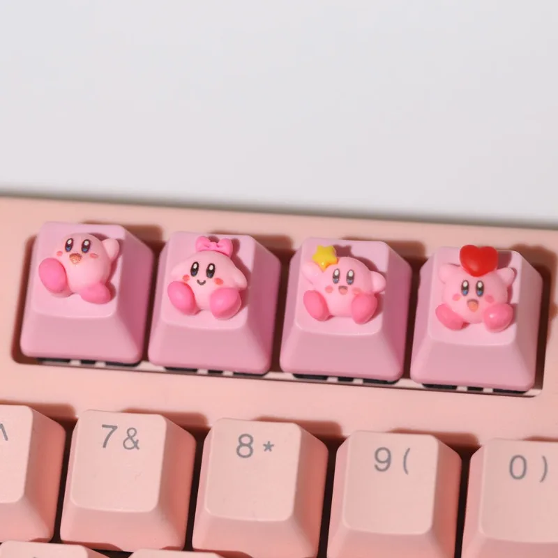 Kirby Keycaps Keyboard for Mechanical Cute Key Cap Suit Button Personalized Keycaps DIY Key Cap Anime Cartoon Pink 3D Keycaps