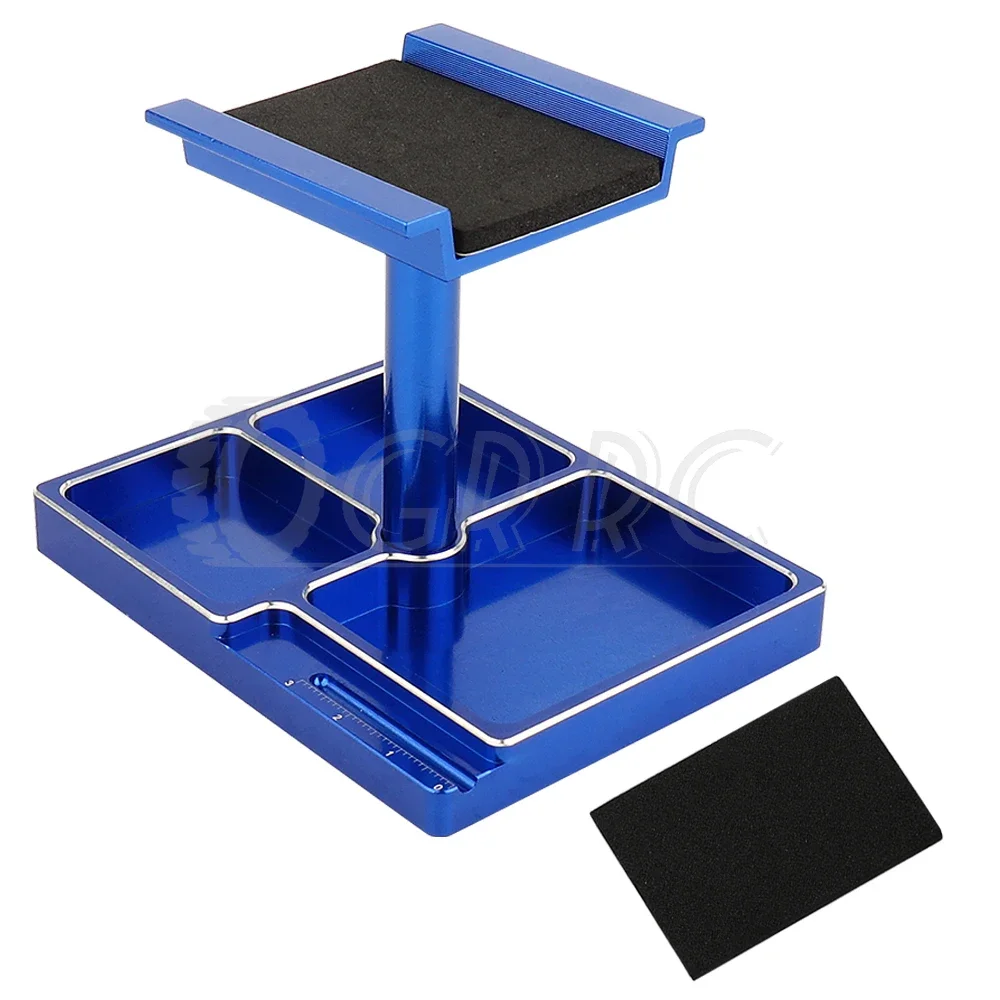 Metal Work Stand Repair Station Display Platform with Screws Holder for 1/18 1/24 RC Car TRX4M SCX24 AX24 FCX24