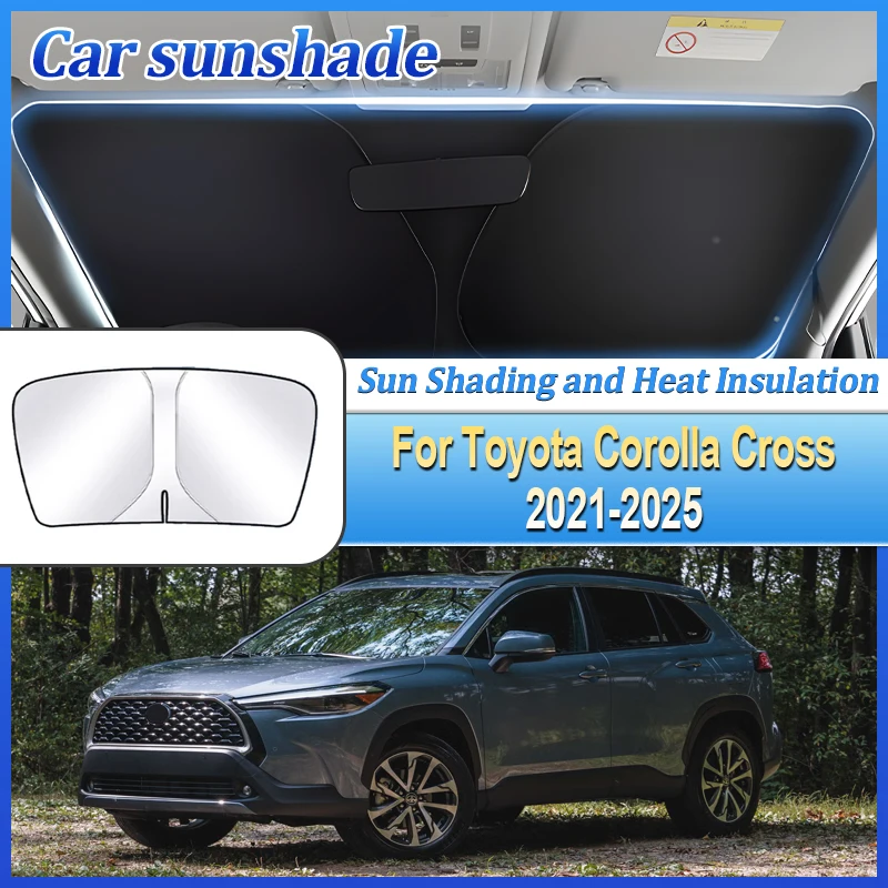 

Автомобильные солнцезащитные козырьки для Toyota Corolla Cross XG10 2021 ~ 2025, стальное кольцо с защитой от УФ-лучей, солнцезащитный козырек на лобовое стекло, аксессуары для конфиденциальности
