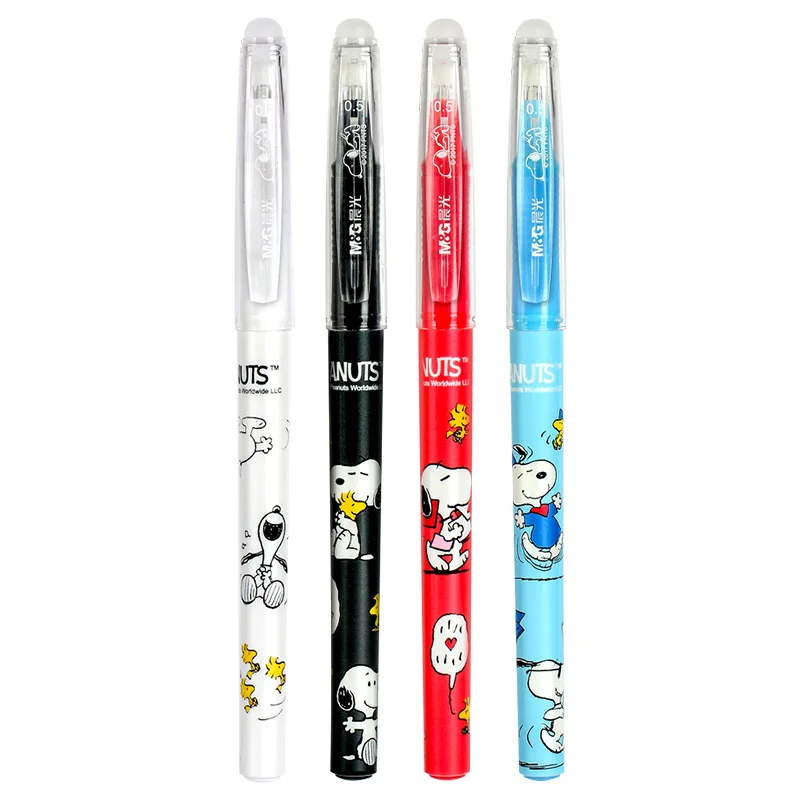 

36pcs/lot Kawaii Snoopy Erasable Gel Pen Cute 0.5mm Black Ink Signature Pens Promotional Gift Office School Supplies