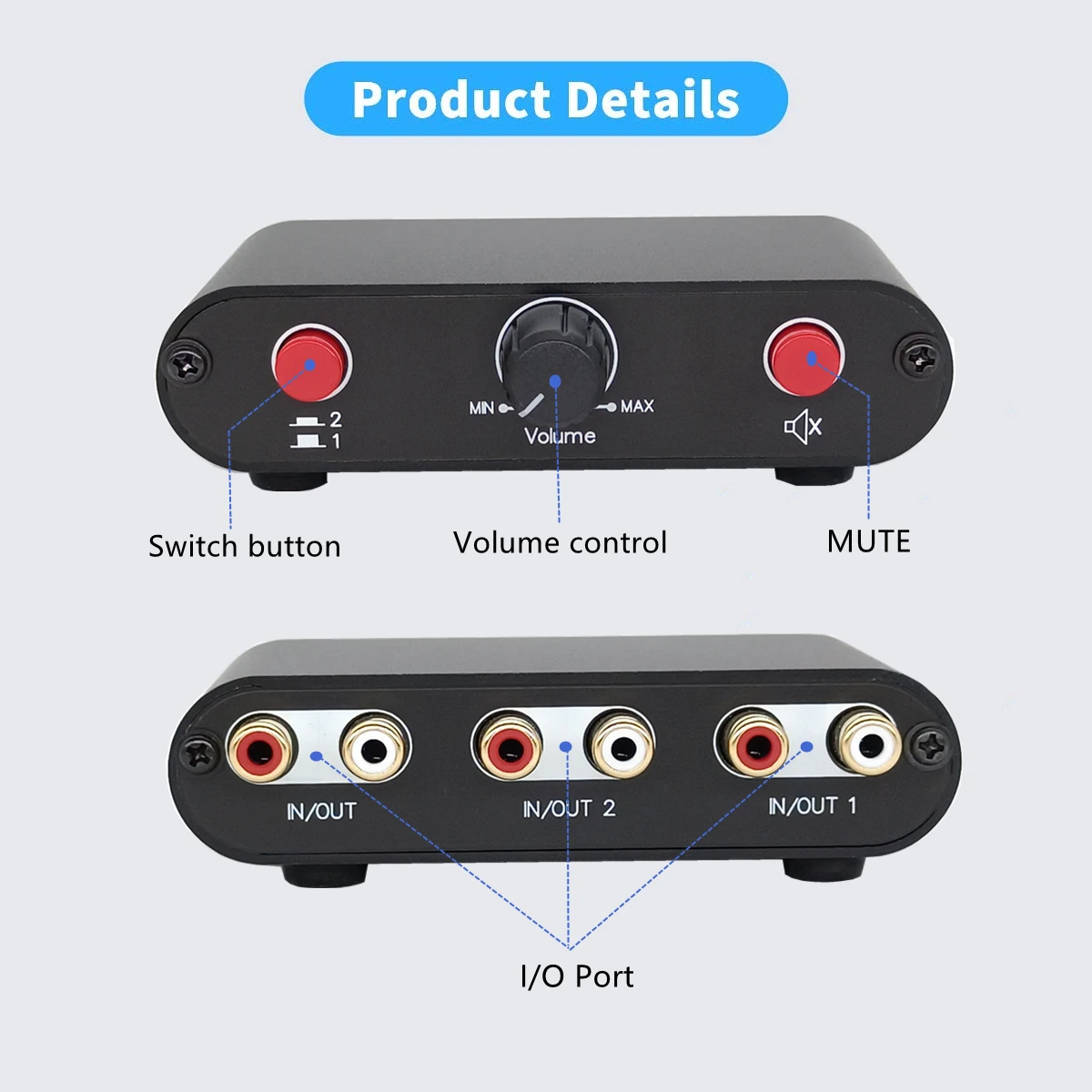 (RC21) 2-Way RCA Stereo Audio Switch input Signal Source Switcher Selector Splitter Box 2 in 1 out / 1 in 2 out